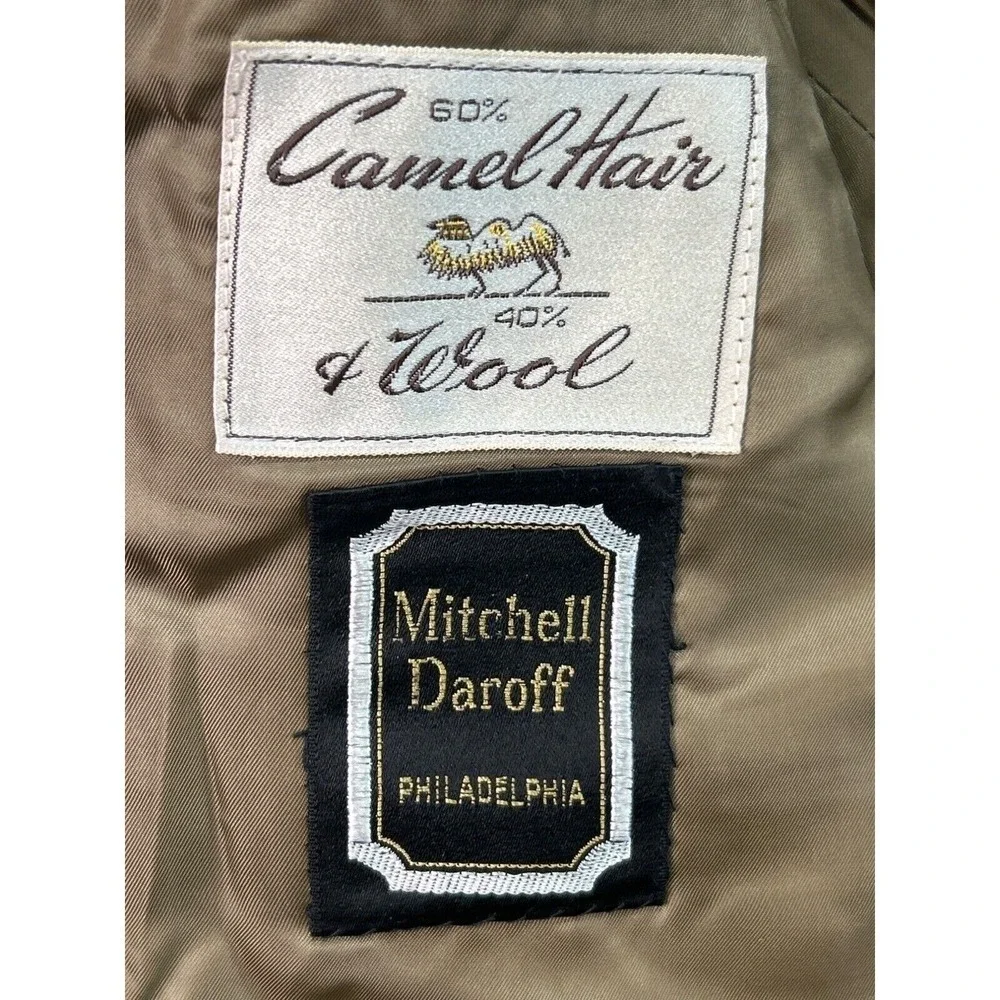 Mitchell Daroff Camel Hair Wool Blazer L Tan 2-Button Sport‎ Coat Vintage Mens